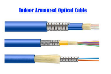 1 ~ 24 core Single Mode Armored Fiber Optic Cable ห้องคอมพิวเตอร์ 0.9 Tube SOS Indoor