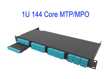 1U 144 Core ไฟเบอร์ออปติก MTP MPO สายแพทช์ OM4 12 Core Boxes Magenta Low Loss 0.3dB
