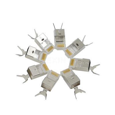 ชุบนิกเกิลป้องกัน FTP 8p8c ปลั๊ก Cat6 Cat7 Cat8, ปลั๊กอีเธอร์เน็ต KEXINT Rj45