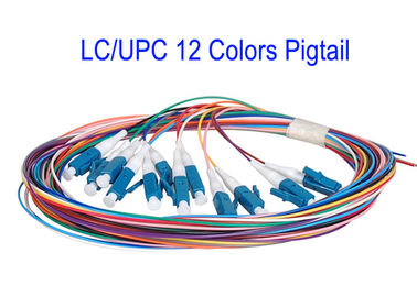 LC / UPC 12 สีหลัก SM Patch Cord สายไฟเบอร์ออปติก G652D G657A1 G657A2 1m 1.5m