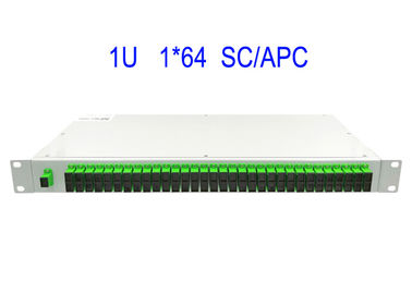 1U Rack Mount 1 × 64 SM แยก PLC ไฟเบอร์ออปติก SC/APC กล่อง 19 นิ้ว สีขาว