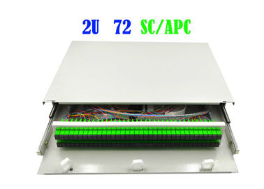 2U 72 Core Rack Rack Fiber Patch Panel การสิ้นสุดสายเคเบิล 482mm X 240mm Hand Pull Type