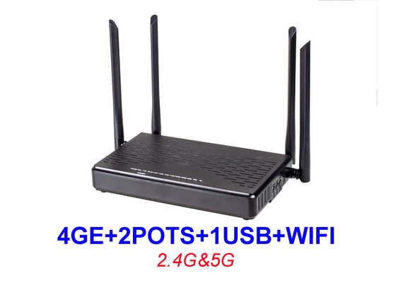 อุปกรณ์ Ftth ONU แบบ Dual Band HGU 4GE 2 Pots WIFI 2.4G 5G 1 USB EPON XPON ONU KEXINT
