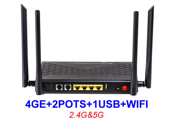 อุปกรณ์ Ftth ONU แบบ Dual Band HGU 4GE 2 Pots WIFI 2.4G 5G 1 USB EPON XPON ONU KEXINT
