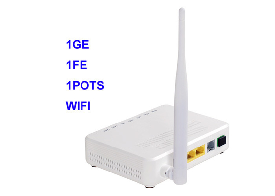 เครือข่ายไฟเบอร์ ONT อุปกรณ์ Gigabit ONU GEPON 1Ge 1 FE 1 Pots WIFI 802.11b / G / N XPON